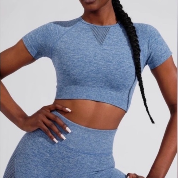 Buffbunny Collection Tops - BuffBunny Recharge Seamless Crop Top (Atlantic)